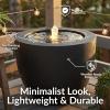 Sunnydaze Outdoor Water Fountain with LED Light – Polystone Oval Bowl Bubbler Water Feature with Pump – 12″ H – for Patio, Garden, Deck, Relaxation and Stress Relief – Black(Black)