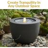 Sunnydaze Outdoor Water Fountain with LED Light – Polystone Oval Bowl Bubbler Water Feature with Pump – 12″ H – for Patio, Garden, Deck, Relaxation and Stress Relief – Black(Black)