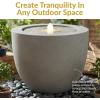Sunnydaze Outdoor Water Fountain with LED Light – Polystone Oval Bowl Bubbler Water Feature with Pump – 12″ H – for Patio, Garden, Deck, Relaxation and Stress Relief – Black(Gray)
