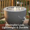 Sunnydaze Outdoor Water Fountain with LED Light – Polystone Oval Bowl Bubbler Water Feature with Pump – 12″ H – for Patio, Garden, Deck, Relaxation and Stress Relief – Black(Gray)