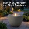 Sunnydaze Outdoor Water Fountain with LED Light – Polystone Oval Bowl Bubbler Water Feature with Pump – 12″ H – for Patio, Garden, Deck, Relaxation and Stress Relief – Black(Gray)