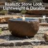 Sunnydaze Outdoor Water Fountain with LED Light – Polystone Round Bowl Bubbler Water Feature with Pump – 9.5″ H – for Patio, Garden, Deck, Relaxation and Stress Relief – Gray(Brown)
