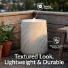 Sunnydaze Outdoor Water Fountain with LED Light – Textured Spiral Bubbler Water Feature with Pump – 22″ H – for Patio, Garden, Deck, Relaxation and Stress Relief – White(White)