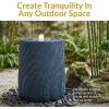 Sunnydaze Outdoor Water Fountain with LED Light – Textured Spiral Bubbler Water Feature with Pump – 22″ H – for Patio, Garden, Deck, Relaxation and Stress Relief – White(Blue)