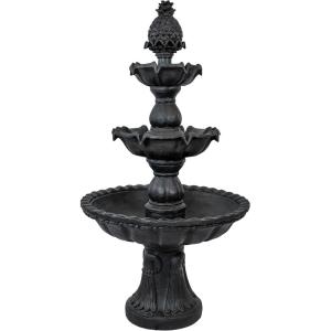 Sunnydaze 57″ H Welcome 3-Tier Water Fountain – Large Electric Water Fountain with Pineapple Topper for Garden, Patio or Yard – Deep Espresso(Deep Espresso)