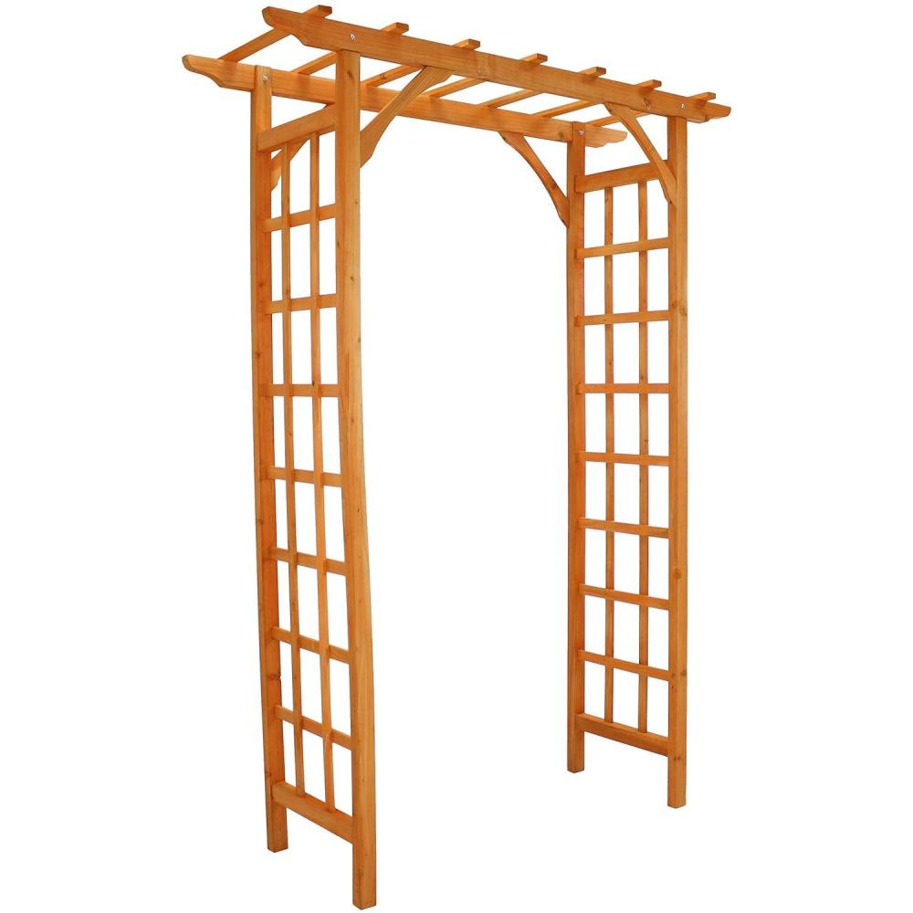 image:imageSunnydaze 78Inch Wooden Garden Arbor Walkway Wedding Arch Durable Wood with WeatherResistant Wood Finish