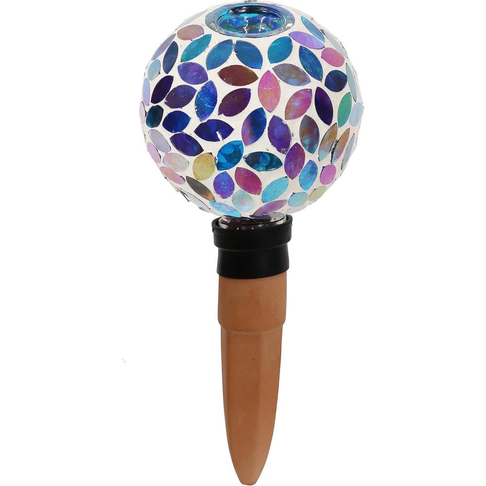 image:imageSunnydaze Mosaic Glass Plant Watering Globe with Clay Spike  Decorative SelfWatering Planter Insert  Water Dripper for Plants  95  Spring Petals  Set of 24Spring Petals