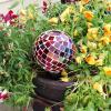 Sunnydaze Mosaic Glass Plant Watering Globe with Clay Spike – Decorative Self-Watering Planter Insert – Water Dripper for Plants – 9.5″ – Spring Petals – Set of 24(Magenta Medley)