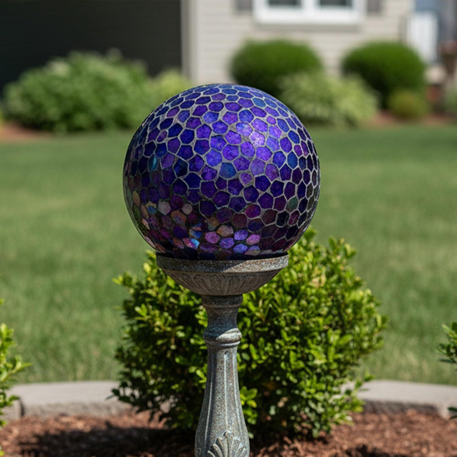image:imageSunnydaze 10Inch Gazing Ball for Garden Glass Gazing Globe for Outside Outdoor Garden Orb for Backyard or Front Lawn Decor Lavender Set of 2Iridescent Purple