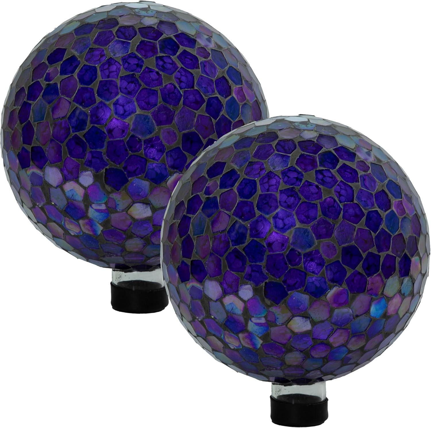 image:imageSunnydaze 10Inch Gazing Ball for Garden Glass Gazing Globe for Outside Outdoor Garden Orb for Backyard or Front Lawn Decor Lavender Set of 2Iridescent Purple