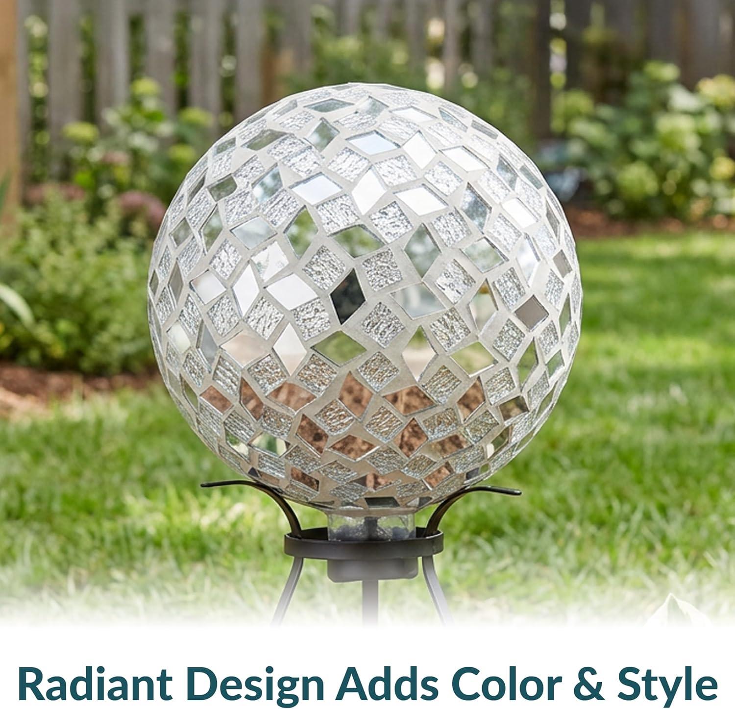 image:imageSunnydaze 10Inch Gazing Ball for Garden Glass Gazing Globe for Outside Outdoor Garden Orb for Backyard or Front Lawn Decor Lavender Set of 2Mirrored Diamond