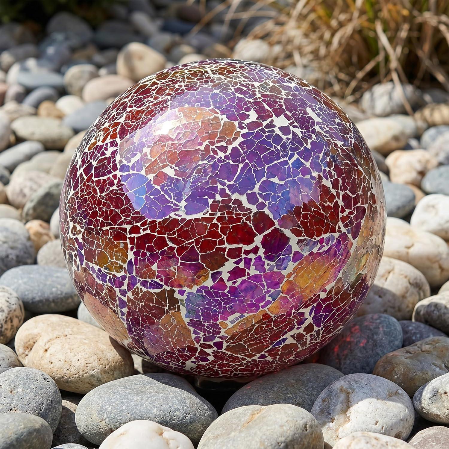 image:imageSunnydaze 10Inch Gazing Ball for Garden Glass Gazing Globe for Outside Outdoor Garden Orb for Backyard or Front Lawn Decor Lavender Set of 2Pearl Pink