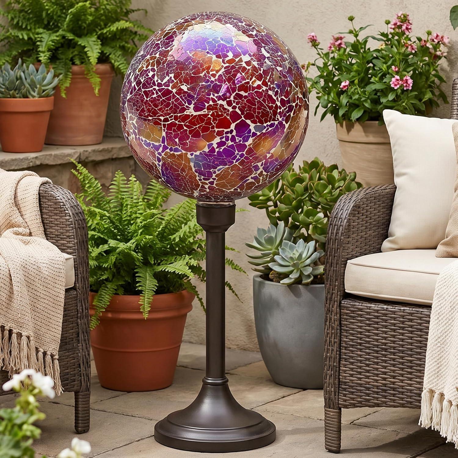 image:imageSunnydaze 10Inch Gazing Ball for Garden Glass Gazing Globe for Outside Outdoor Garden Orb for Backyard or Front Lawn Decor Lavender Set of 2Pearl Pink