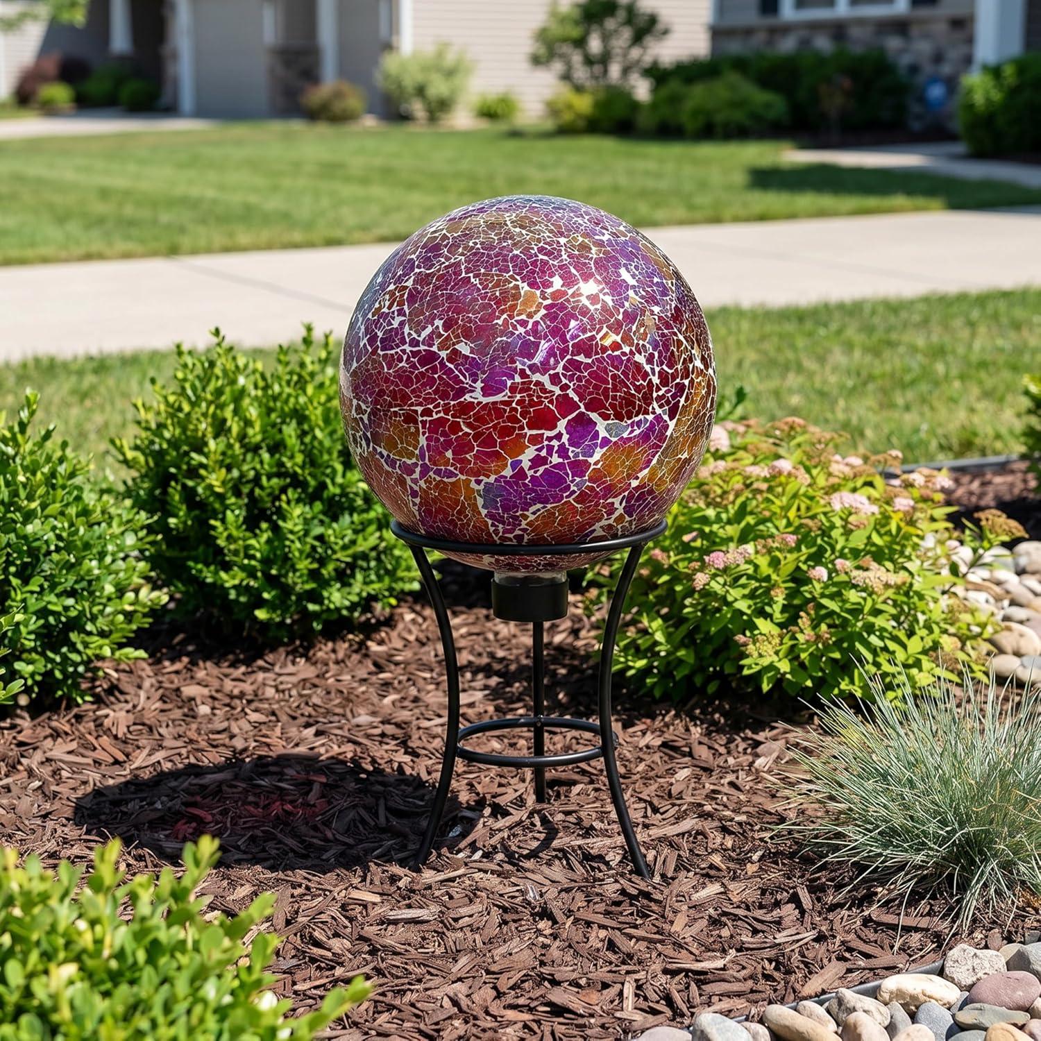 image:imageSunnydaze 10Inch Gazing Ball for Garden Glass Gazing Globe for Outside Outdoor Garden Orb for Backyard or Front Lawn Decor Lavender Set of 2Pearl Pink