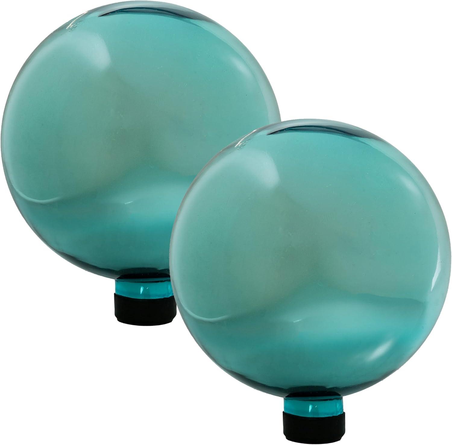 image:imageSunnydaze 10Inch Glass Gazing Ball for Garden Enthusiasts Outdoor Gazing Globe for Outside Yard Decor Aqua Stainless Steel FinishAqua