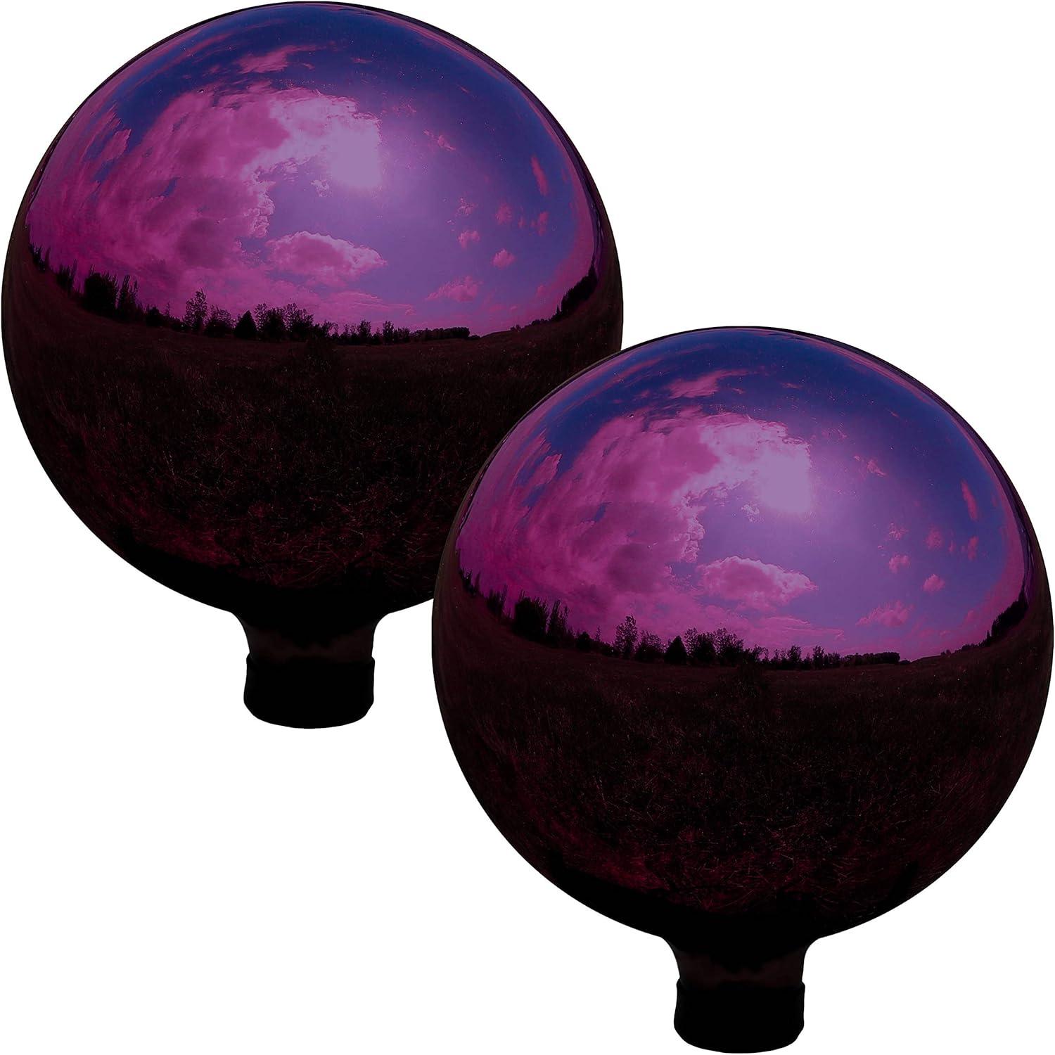 image:imageSunnydaze 10Inch Glass Gazing Ball for Garden Enthusiasts Outdoor Gazing Globe for Outside Yard Decor Aqua Stainless Steel FinishMerlot