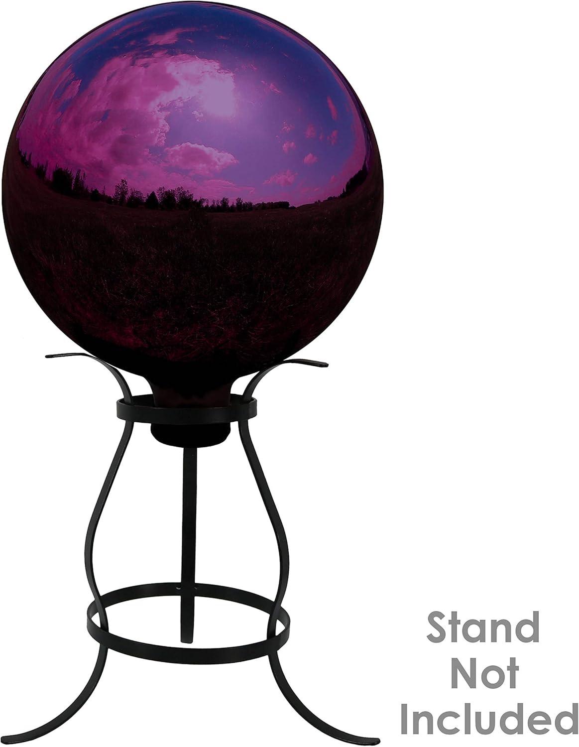 image:imageSunnydaze 10Inch Glass Gazing Ball for Garden Enthusiasts Outdoor Gazing Globe for Outside Yard Decor Aqua Stainless Steel FinishMerlot