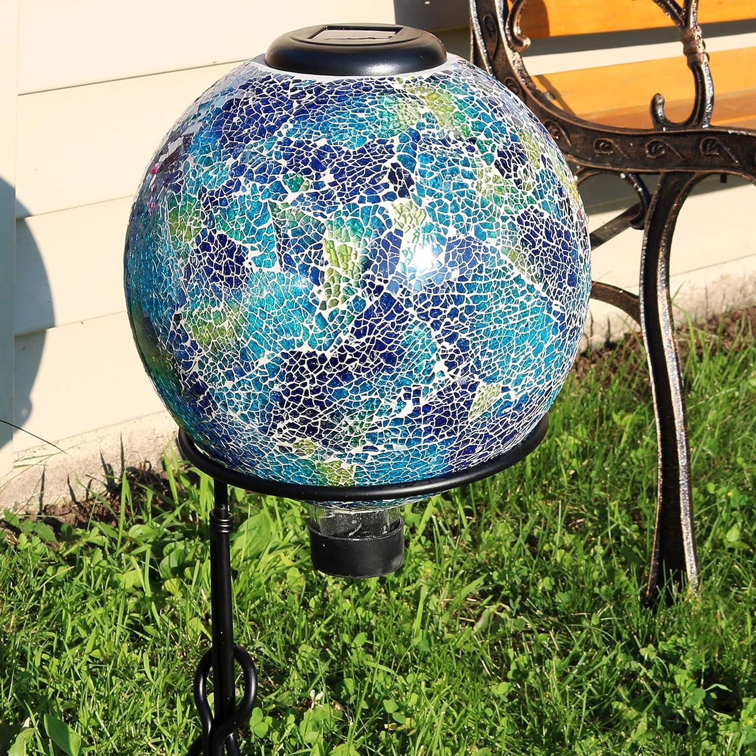 image:imageSunnydaze 10Inch Solar Gazing Ball for Garden Outdoor Glass Gazing Garden Globe for Outside Decoration Pearl PinkAzul Terra