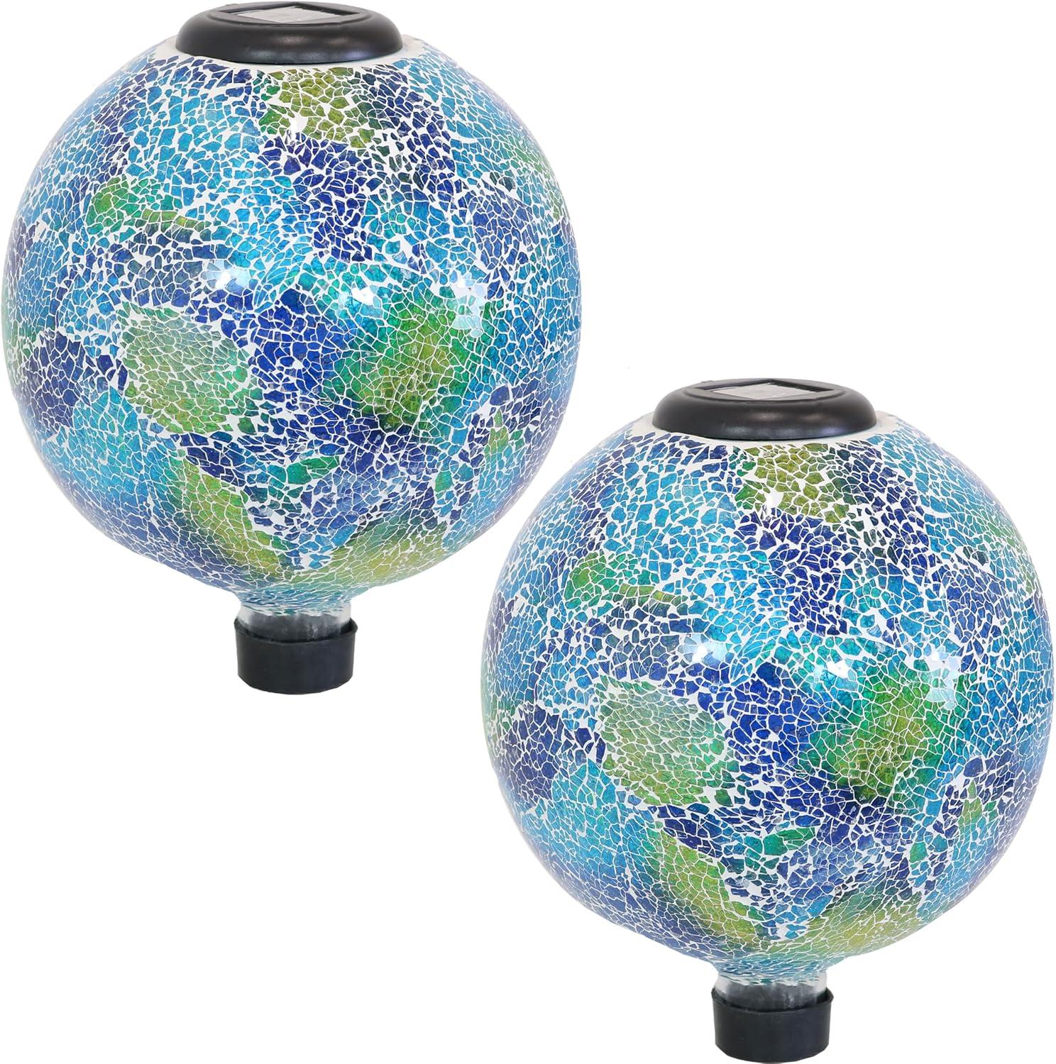 image:imageSunnydaze 10Inch Solar Gazing Ball for Garden Outdoor Glass Gazing Garden Globe for Outside Decoration Pearl PinkAzul Terra