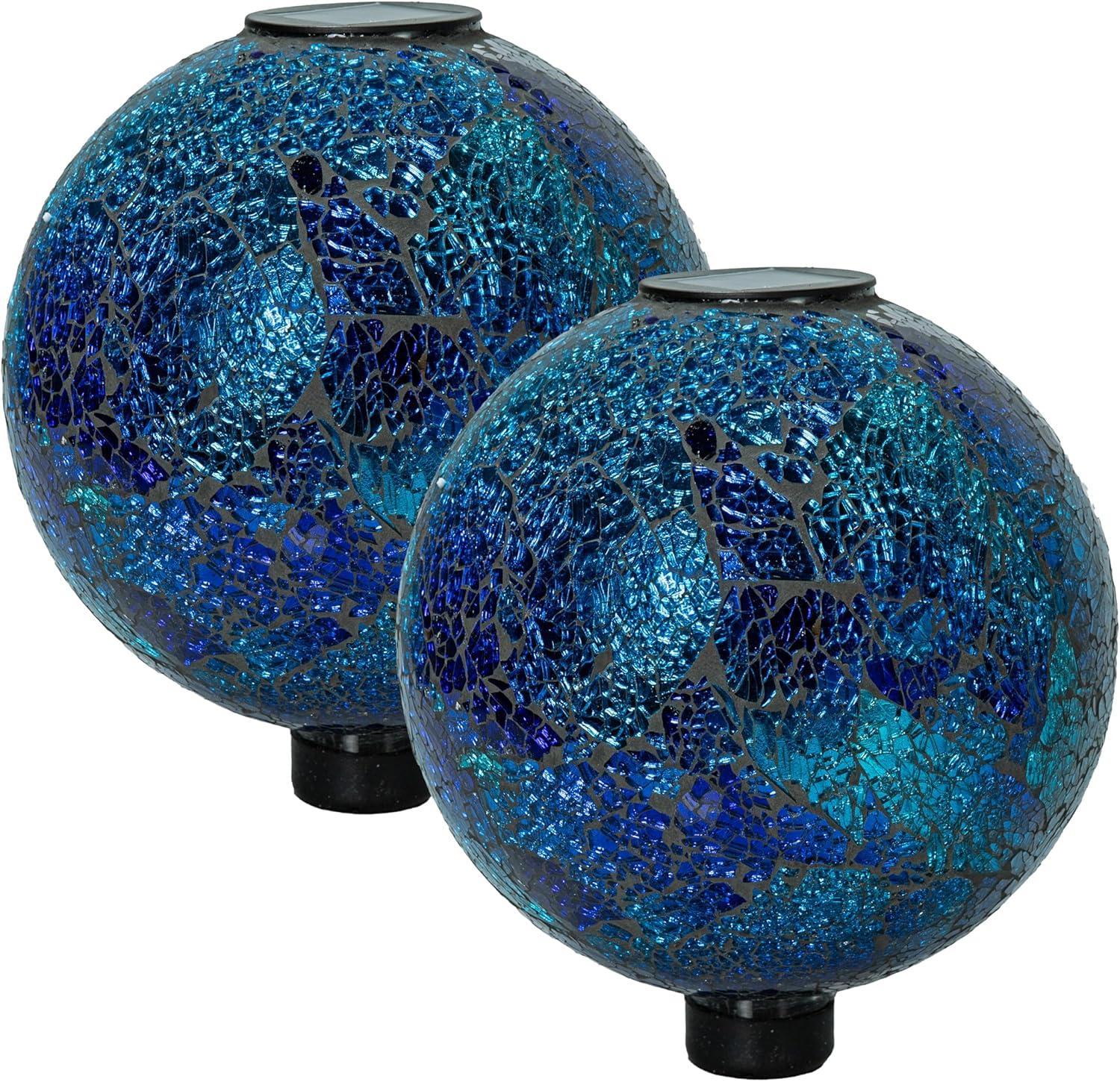 image:imageSunnydaze 10Inch Solar Gazing Ball for Garden Outdoor Glass Gazing Garden Globe for Outside Decoration Pearl PinkDeep Ocean Swirl