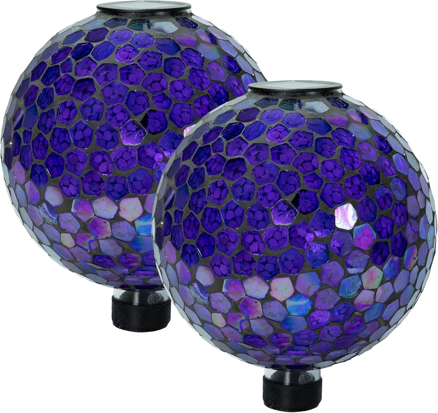 image:imageSunnydaze 10Inch Solar Gazing Ball for Garden Outdoor Glass Gazing Garden Globe for Outside Decoration Pearl PinkIridescent Purple