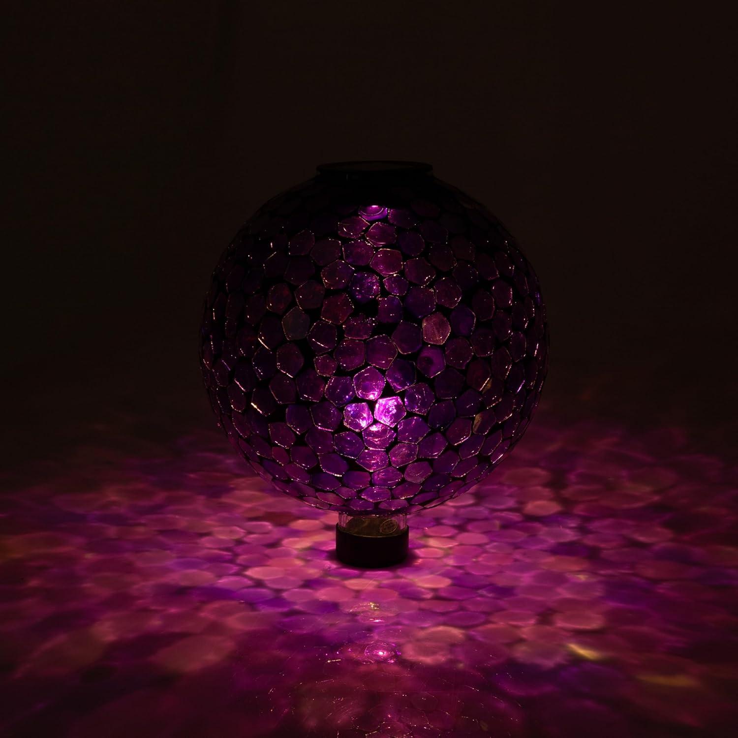 image:imageSunnydaze 10Inch Solar Gazing Ball for Garden Outdoor Glass Gazing Garden Globe for Outside Decoration Pearl PinkIridescent Purple