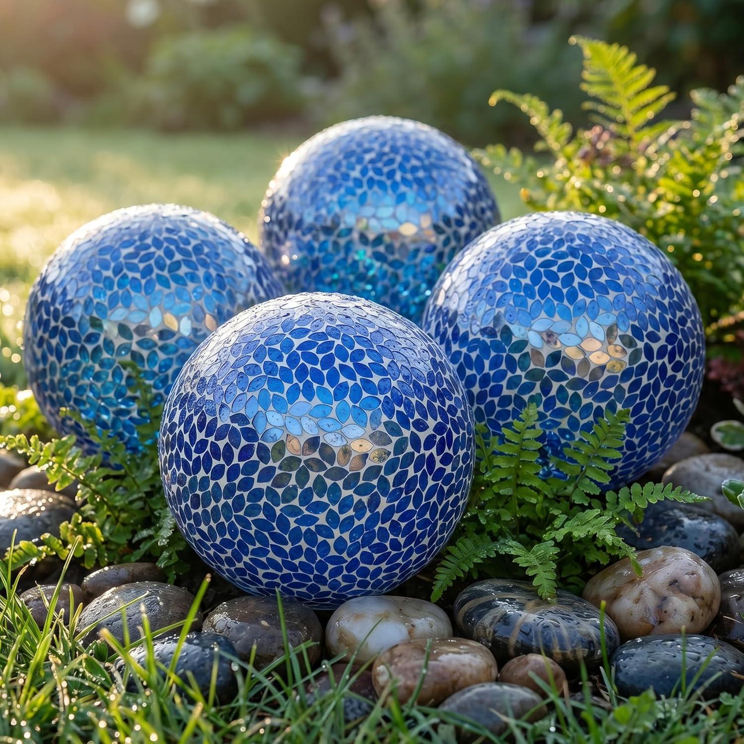 image:imageSunnydaze 10Inch Solar Gazing Ball for Garden Outdoor Glass Gazing Garden Globe for Outside Decoration Pearl PinkLavender Mosaic