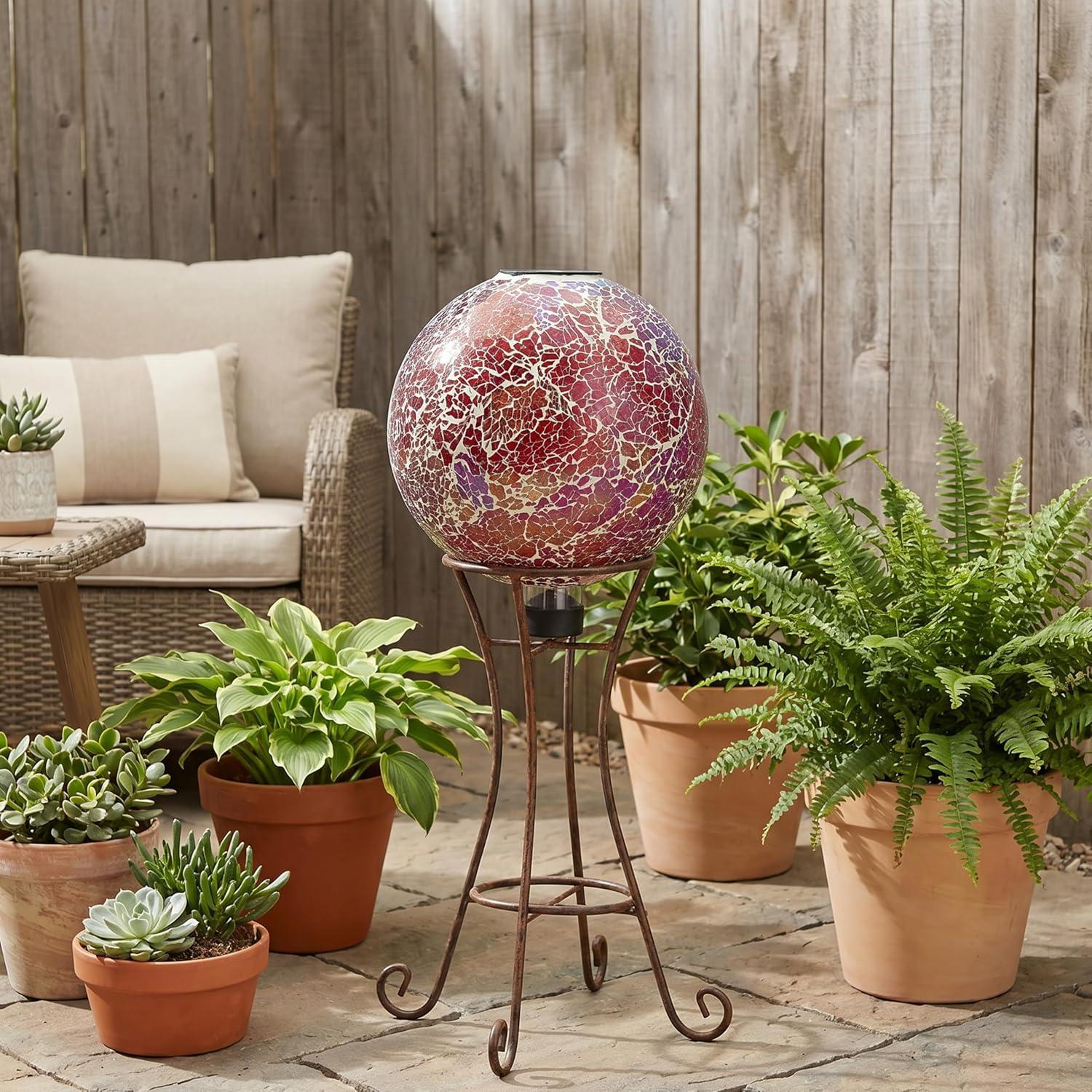 image:imageSunnydaze 10Inch Solar Gazing Ball for Garden Outdoor Glass Gazing Garden Globe for Outside Decoration Pearl PinkPearl Pink