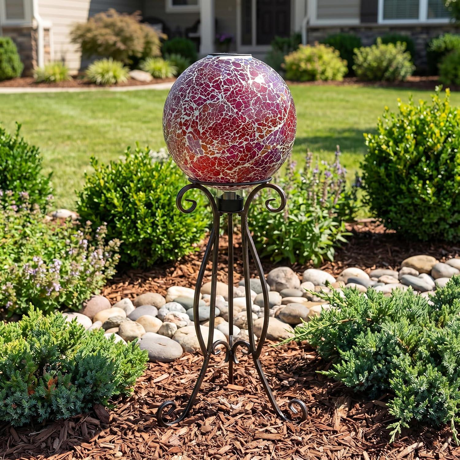 image:imageSunnydaze 10Inch Solar Gazing Ball for Garden Outdoor Glass Gazing Garden Globe for Outside Decoration Pearl PinkPearl Pink