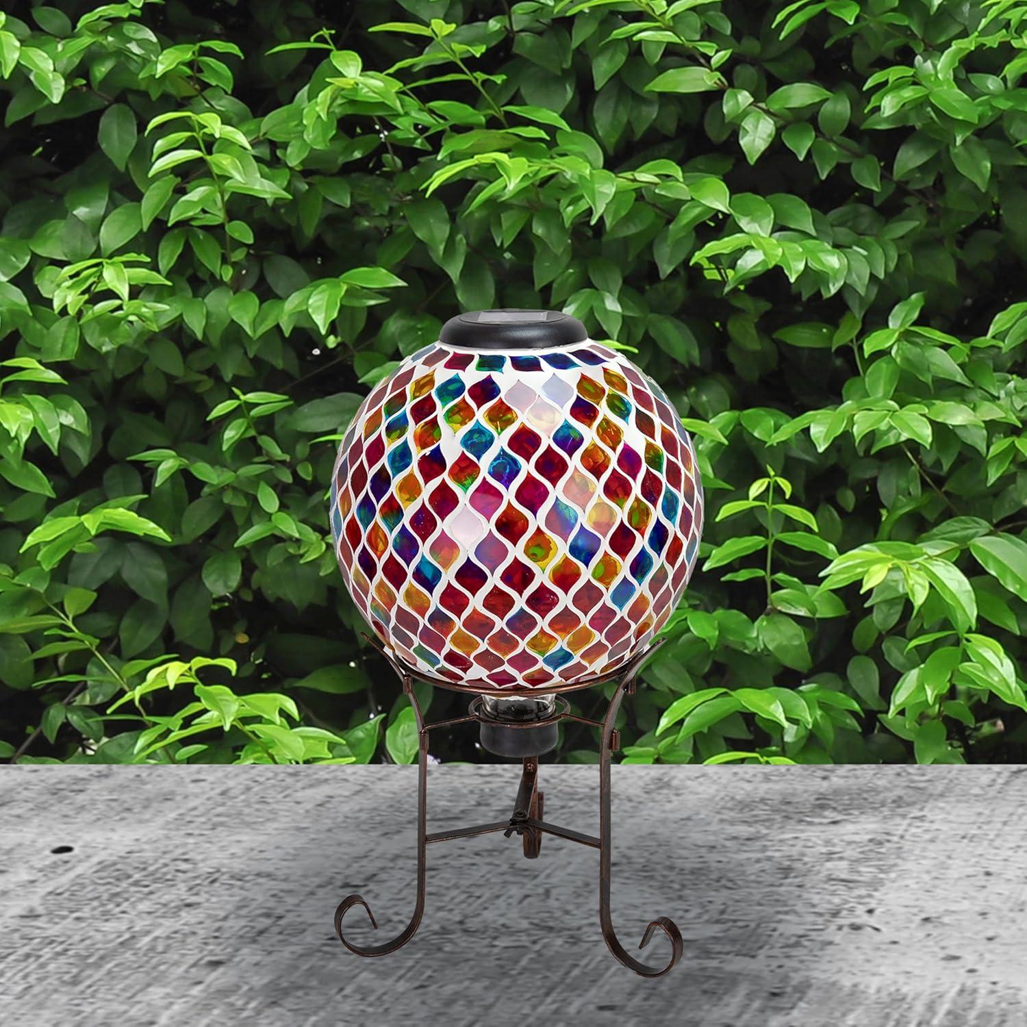 image:imageSunnydaze 10Inch Solar Gazing Ball for Garden Outdoor Glass Gazing Garden Globe for Outside Decoration Pearl PinkSummer Trellis