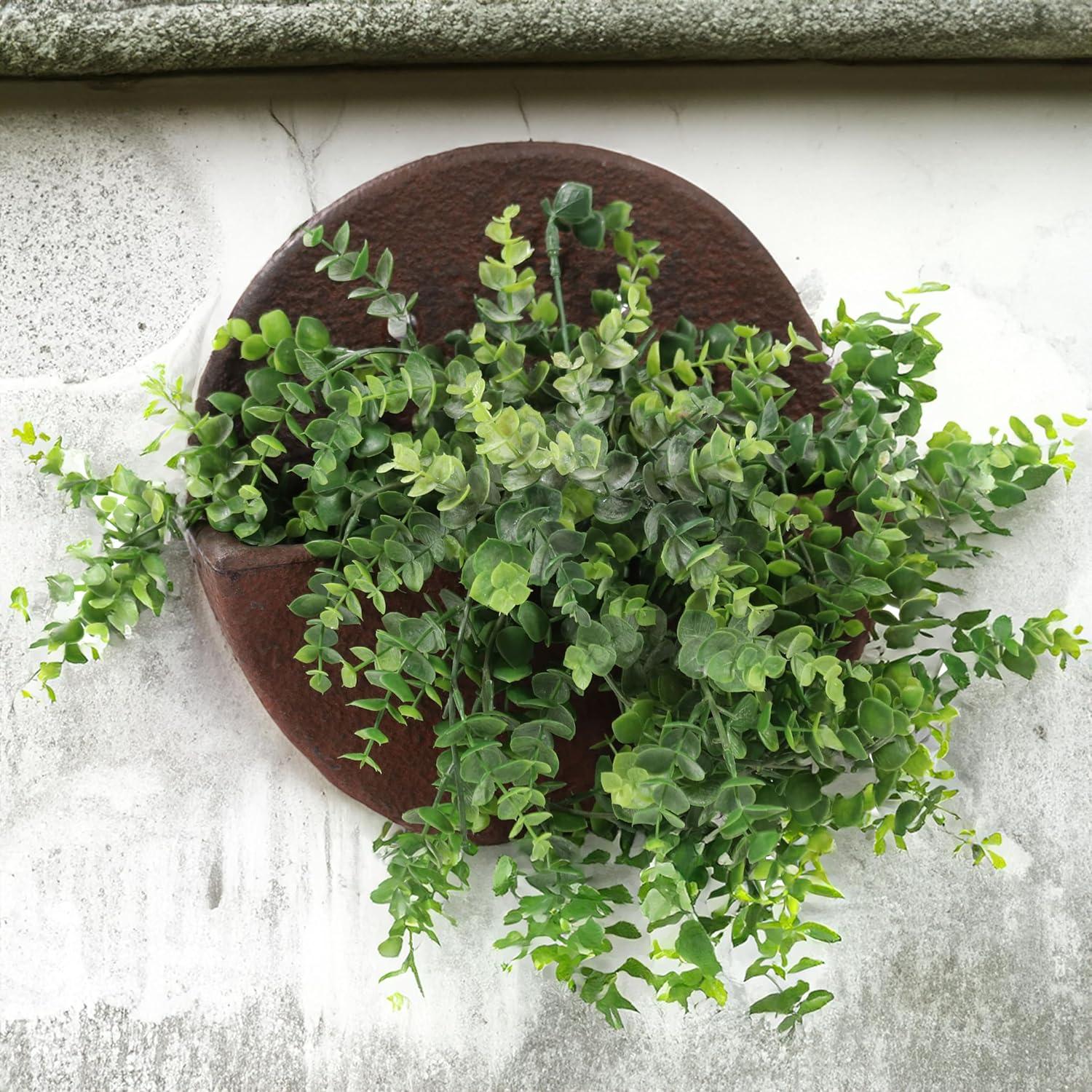 image:imageSunnydaze 12 Round Wall Planter Polyresin WallHanging Flower Pot for Indoor or Outdoor Use Dark Brown Set of 21