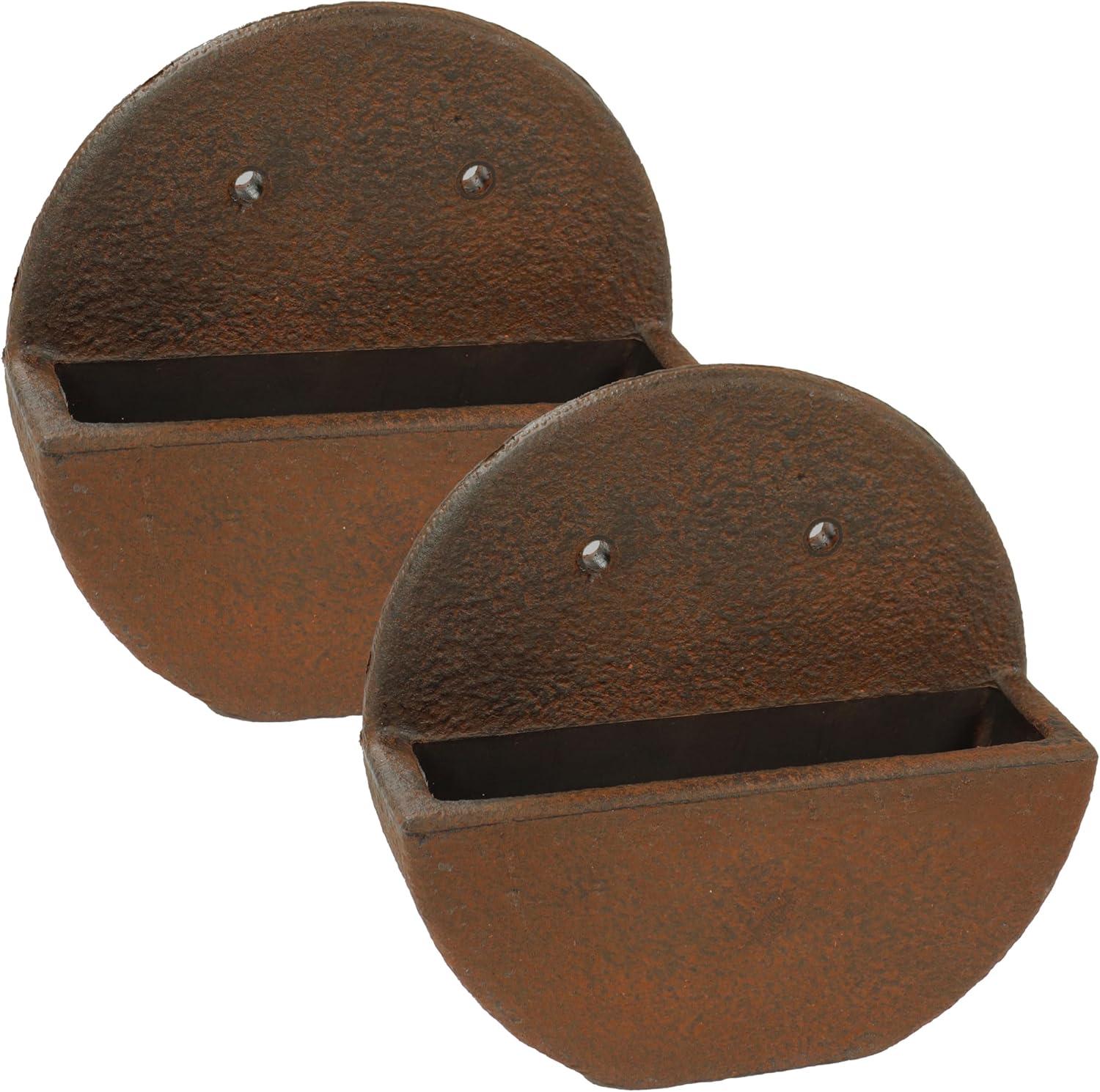 image:imageSunnydaze 12 Round Wall Planter Polyresin WallHanging Flower Pot for Indoor or Outdoor Use Dark Brown Set of 22