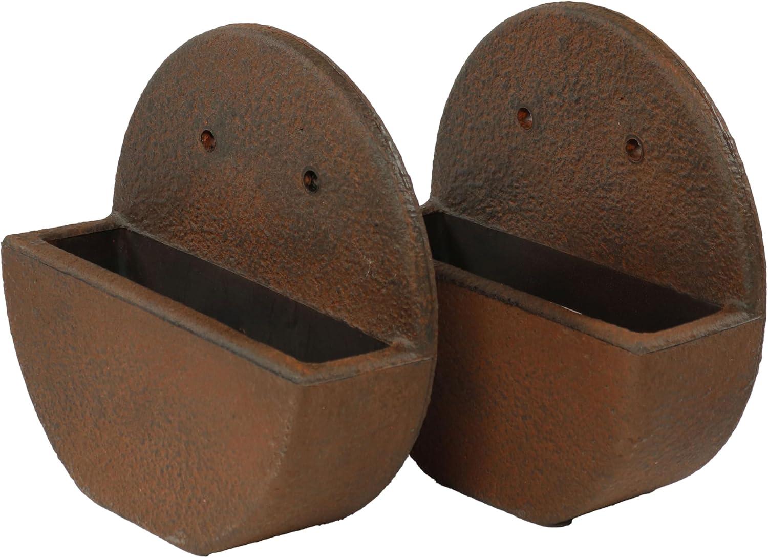 image:imageSunnydaze 12 Round Wall Planter Polyresin WallHanging Flower Pot for Indoor or Outdoor Use Dark Brown Set of 22