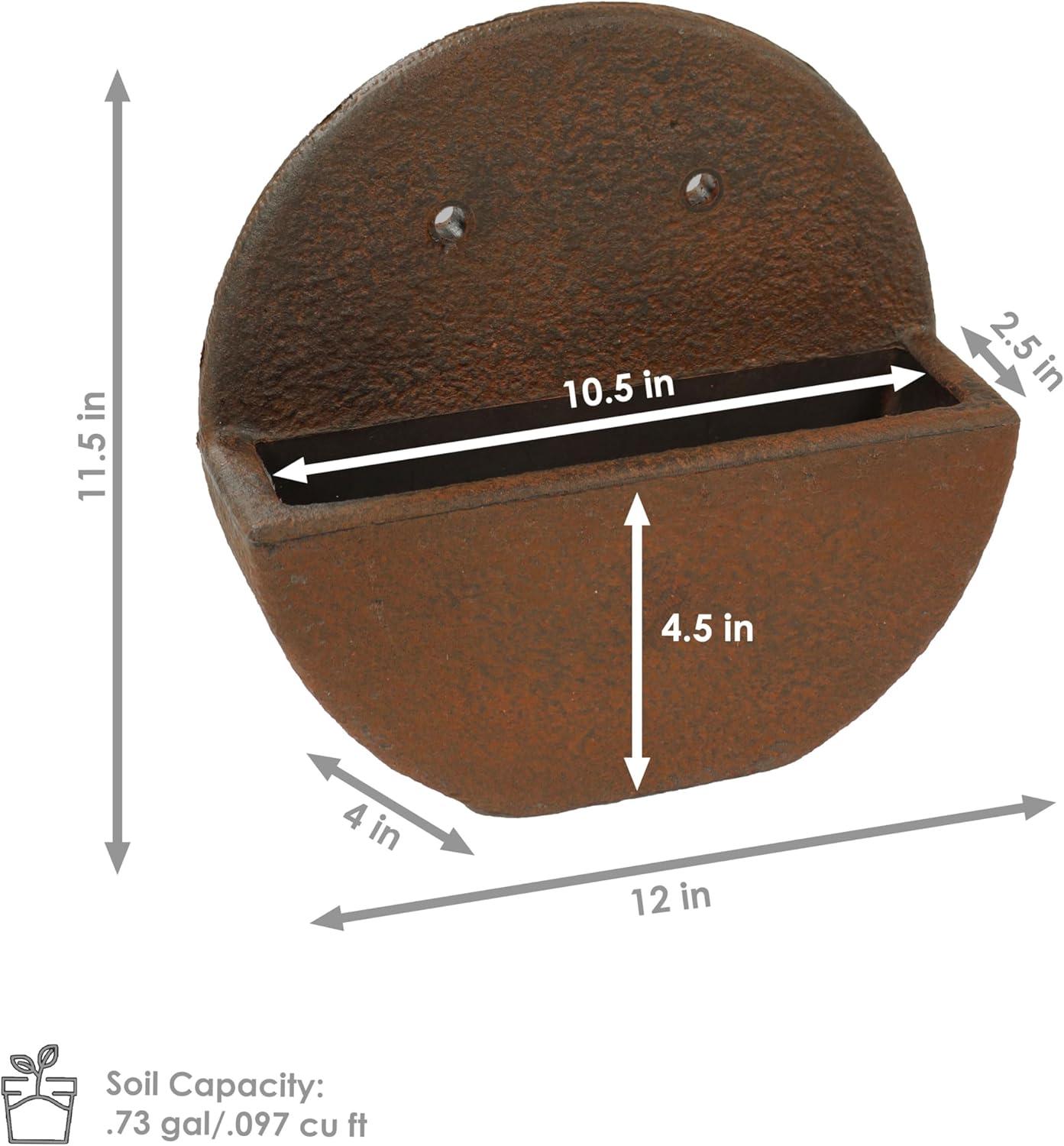 image:imageSunnydaze 12 Round Wall Planter Polyresin WallHanging Flower Pot for Indoor or Outdoor Use Dark Brown Set of 22