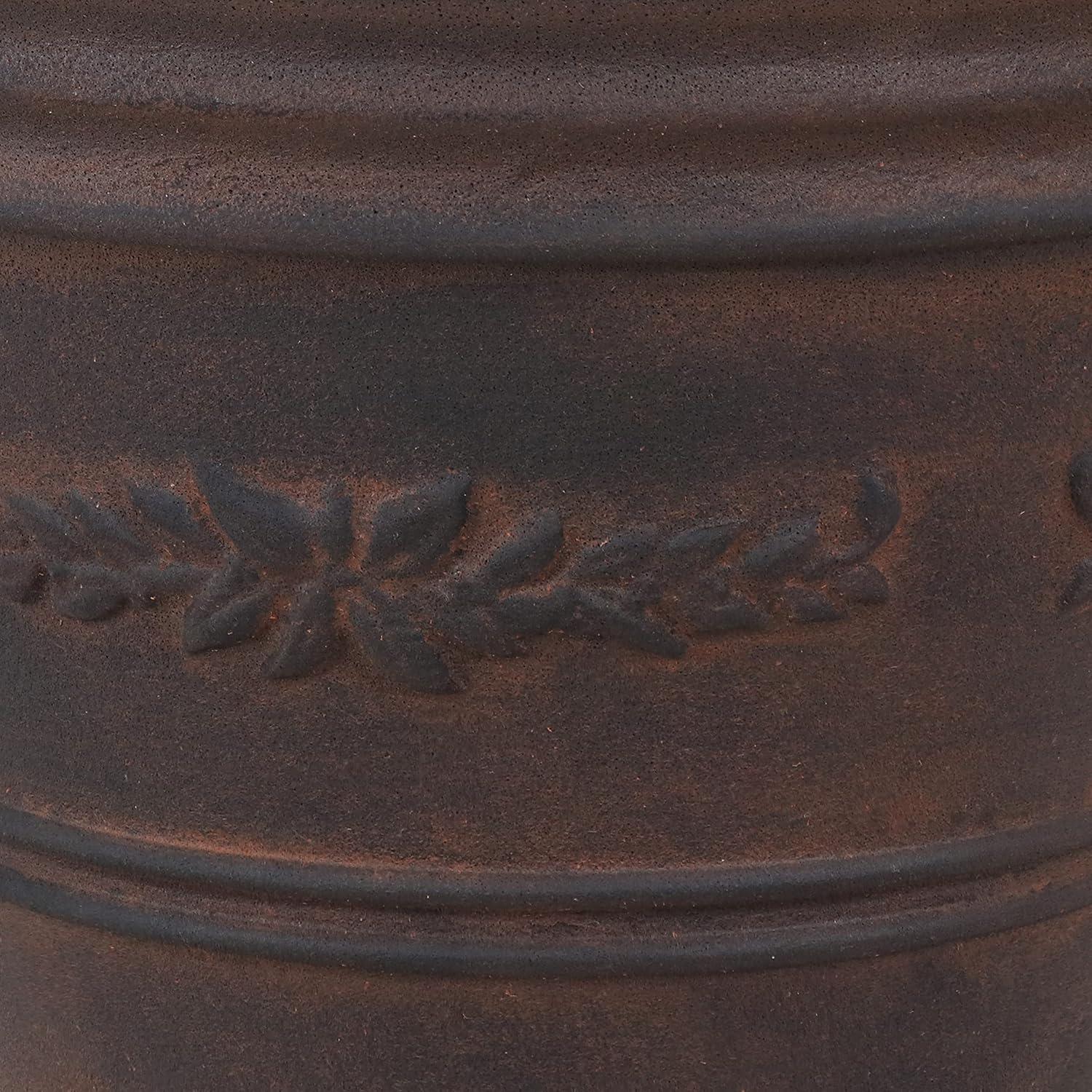 image:imageSunnydaze 13Inch Laurel Large Plant Pot Polyresin Round Outdoor Planter with Drillable Drainage Holes 2 Pack Rust4