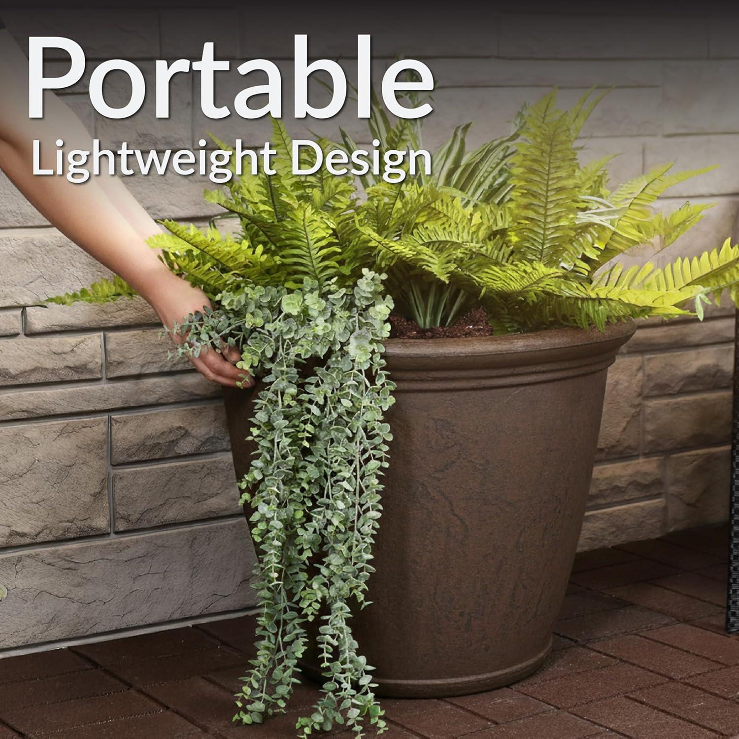 image:imageSunnydaze 24Inch Anjelica Large Plastic Pot for Plants Outdoor DoubleWalled Large Plastic Planter with Drillable Drainage Holes Matte Black 2pkRust