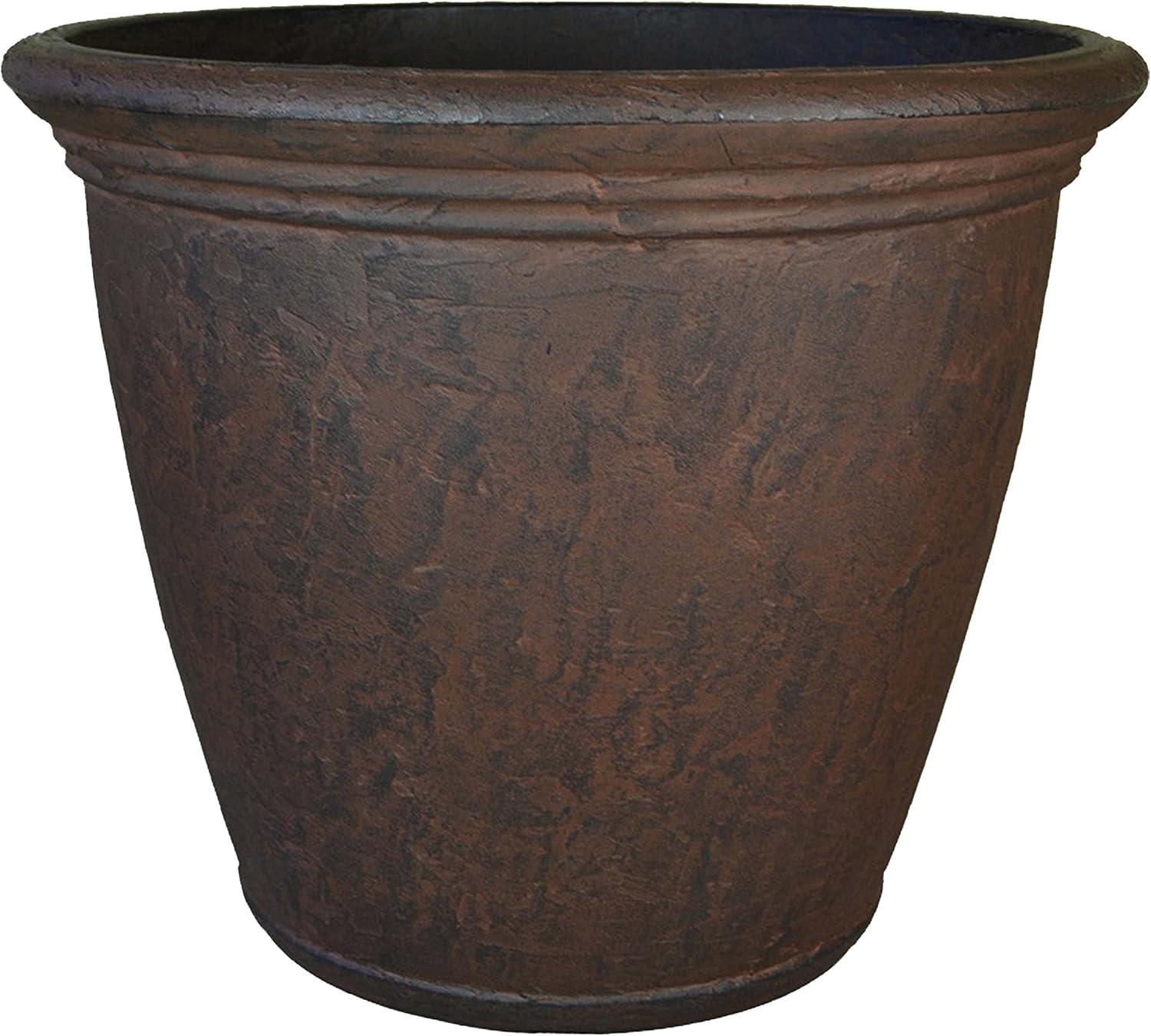 image:imageSunnydaze 24Inch Anjelica Large Plastic Pot for Plants Outdoor DoubleWalled Large Plastic Planter with Drillable Drainage Holes Matte Black 2pkRust