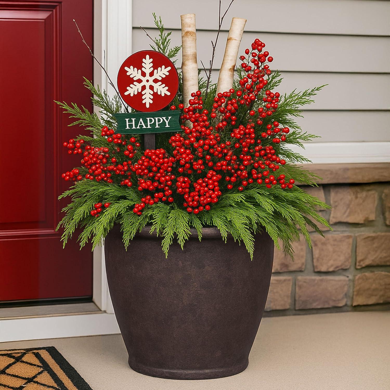 image:imageSunnydaze 24Inch Anjelica Large Plastic Pot for Plants Outdoor DoubleWalled Large Plastic Planter with Drillable Drainage Holes Matte Black 2pkRust