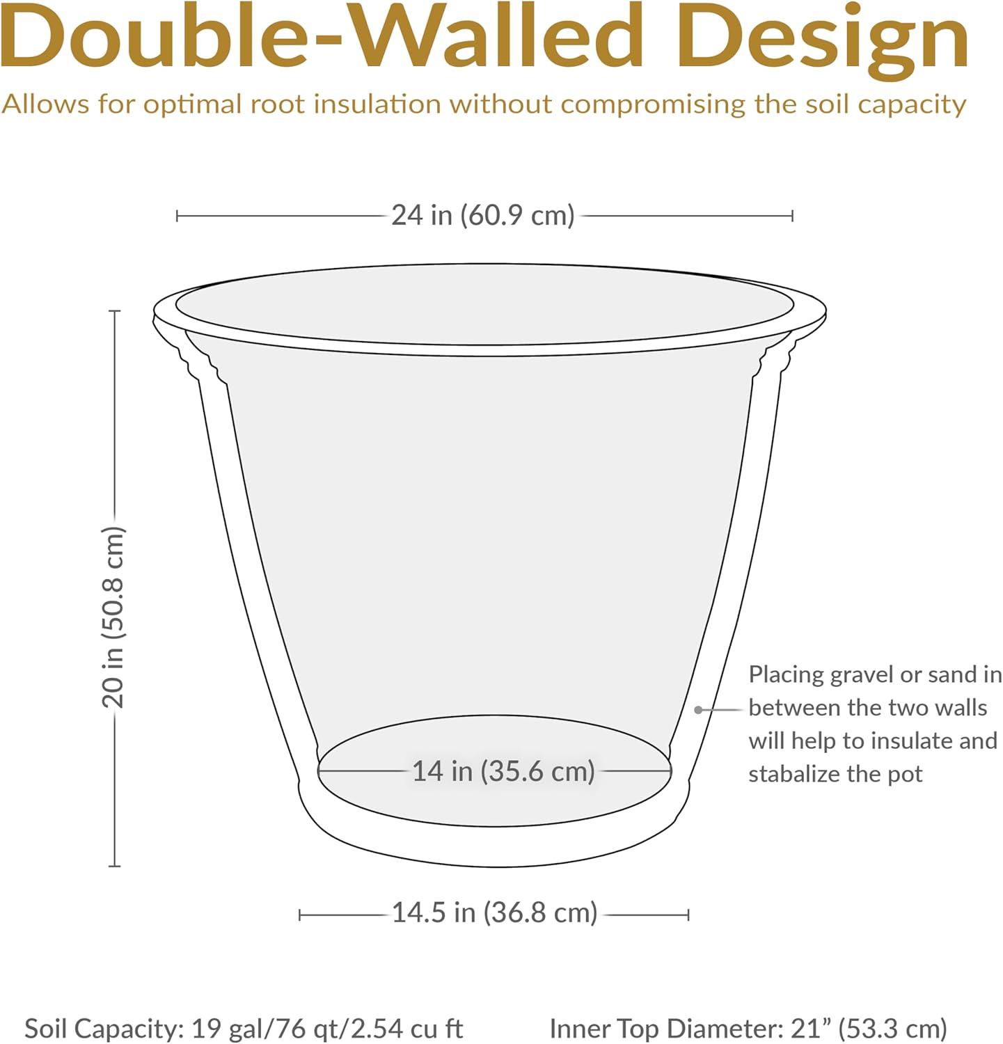 image:imageSunnydaze 24Inch Anjelica Large Plastic Pot for Plants Outdoor DoubleWalled Large Plastic Planter with Drillable Drainage Holes Matte Black 2pkRust