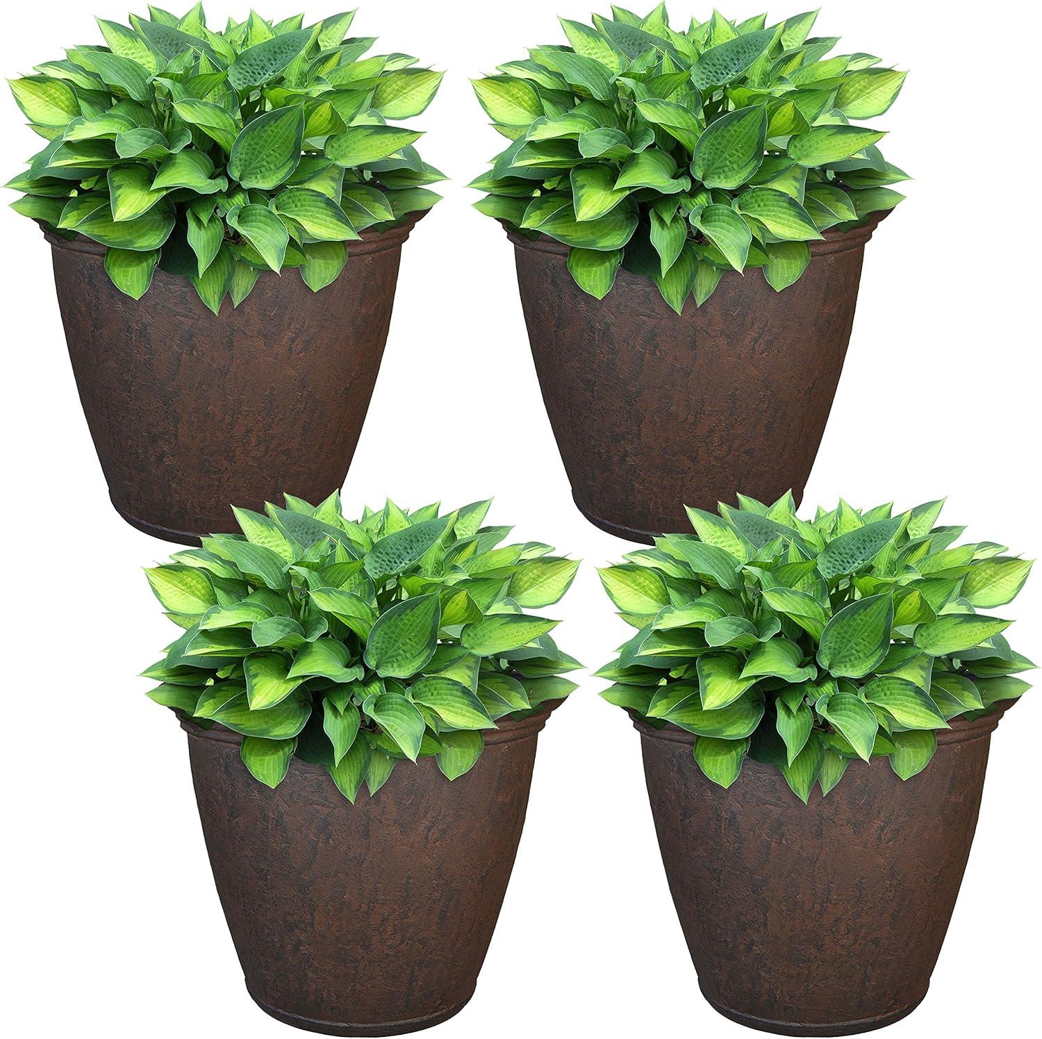 image:imageSunnydaze 24Inch Anjelica Large Plastic Pot for Plants Outdoor DoubleWalled Large Plastic Planter with Drillable Drainage Holes Matte Black 2pkRust