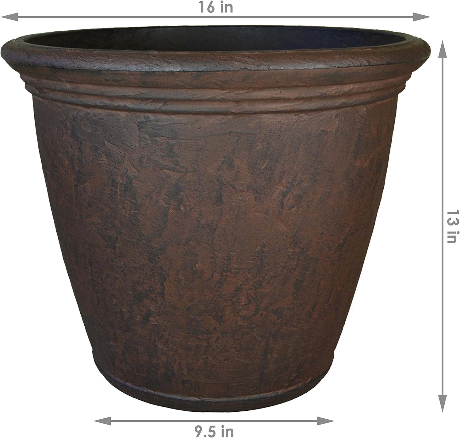 image:imageSunnydaze 24Inch Anjelica Large Plastic Pot for Plants Outdoor DoubleWalled Large Plastic Planter with Drillable Drainage Holes Matte Black 2pkRust