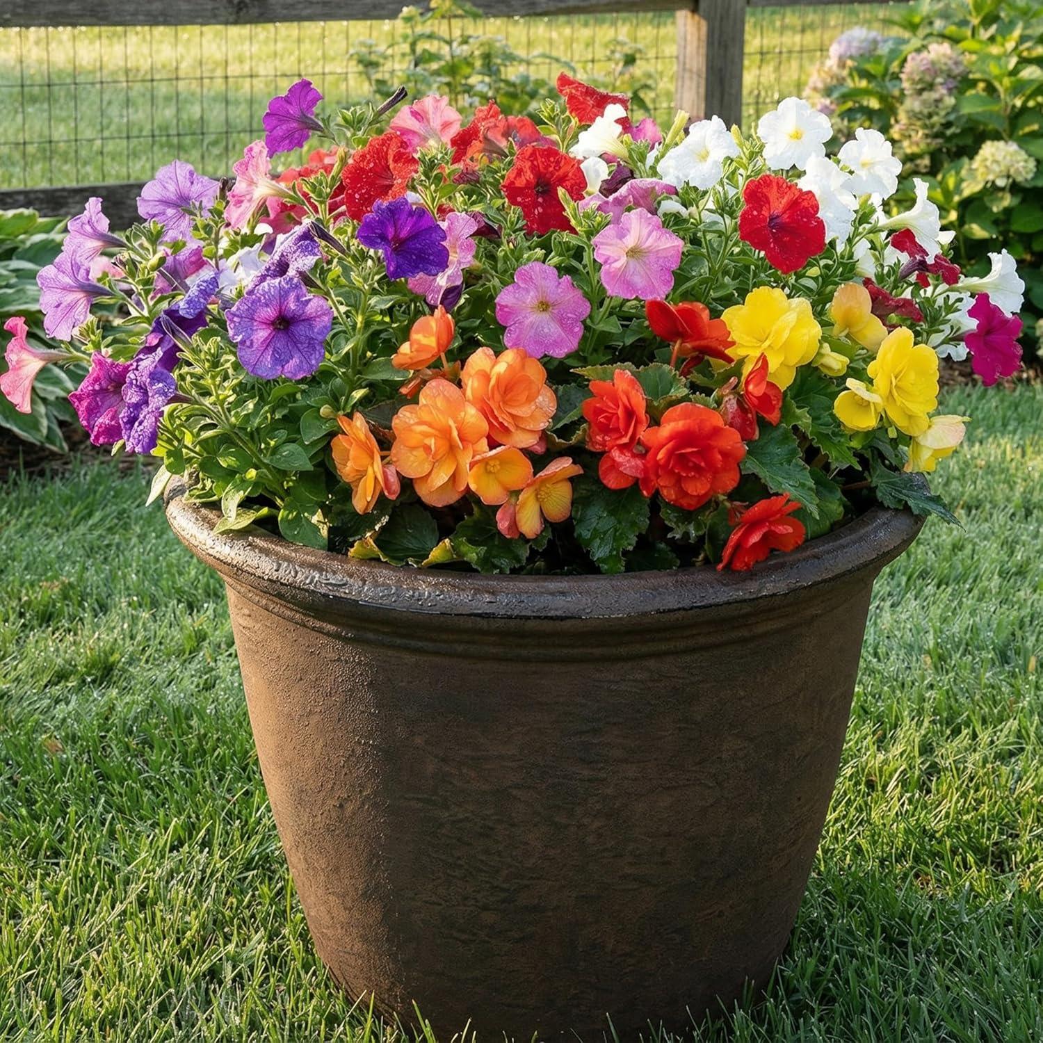 image:imageSunnydaze 24Inch Anjelica Large Plastic Pot for Plants Outdoor DoubleWalled Large Plastic Planter with Drillable Drainage Holes Matte Black 2pkRust