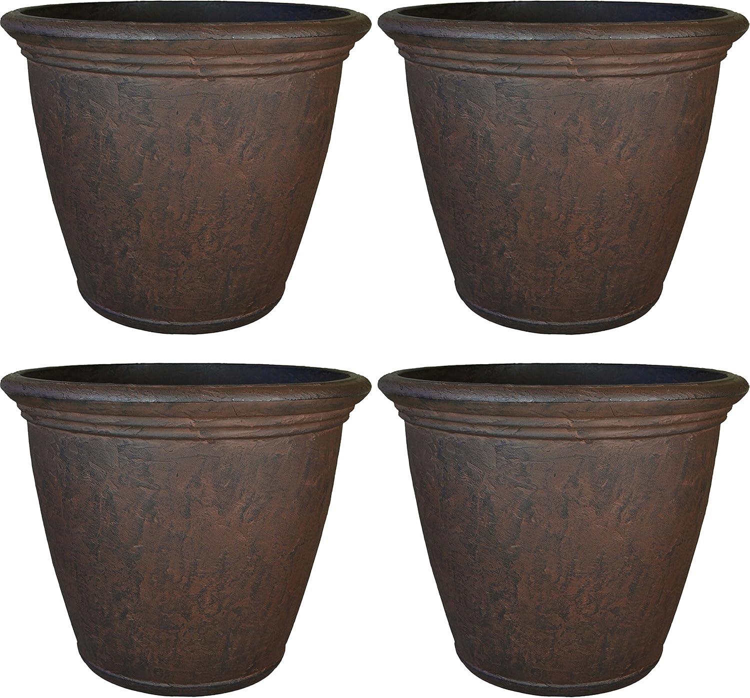 image:imageSunnydaze 24Inch Anjelica Large Plastic Pot for Plants Outdoor DoubleWalled Large Plastic Planter with Drillable Drainage Holes Matte Black 2pkRust