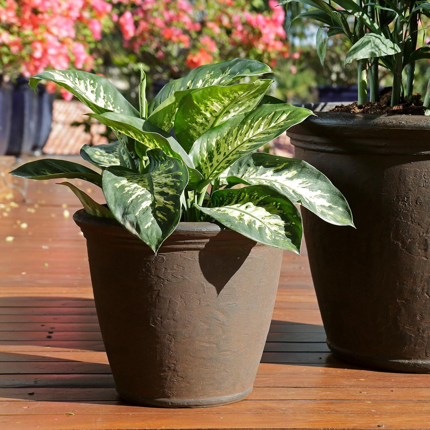 image:imageSunnydaze 24Inch Anjelica Large Plastic Pot for Plants Outdoor DoubleWalled Large Plastic Planter with Drillable Drainage Holes Matte Black 2pkRust
