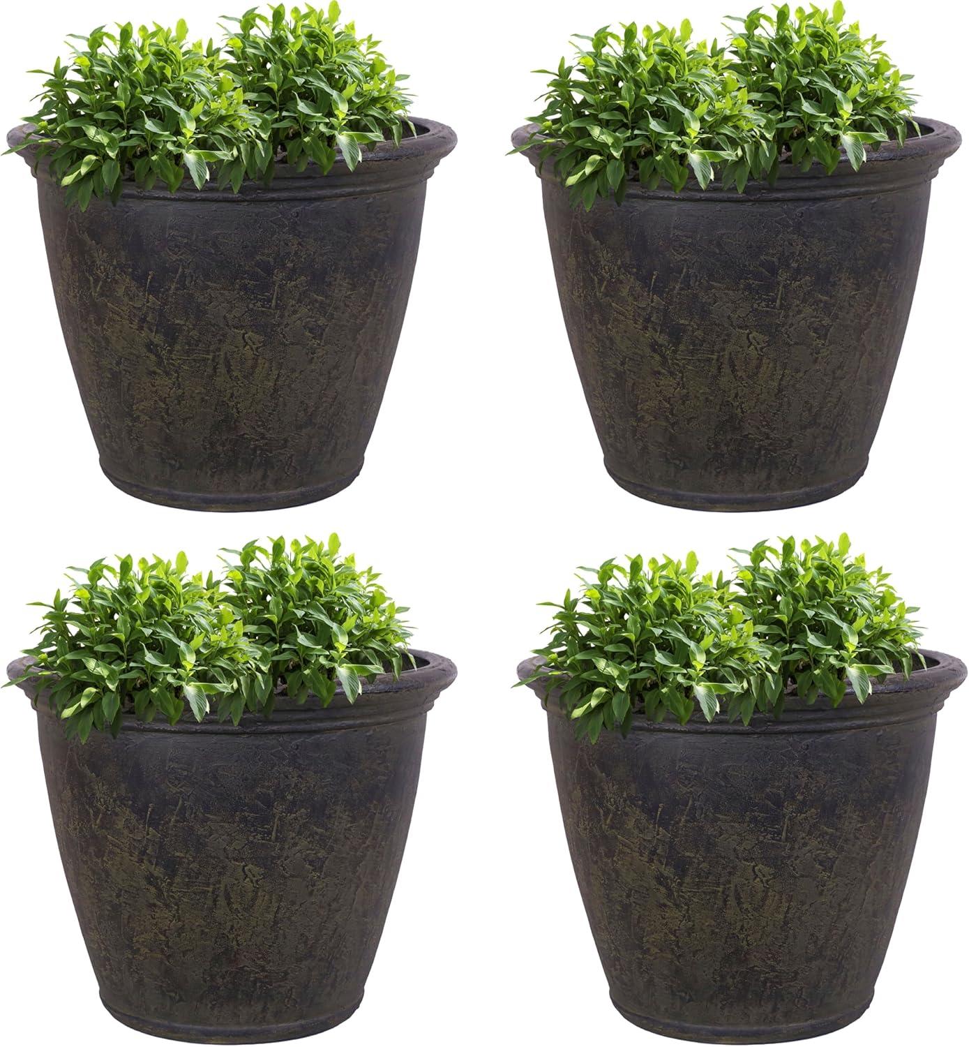 image:imageSunnydaze 24Inch Anjelica Large Plastic Pot for Plants Outdoor DoubleWalled Large Plastic Planter with Drillable Drainage Holes Matte Black 2pkSable