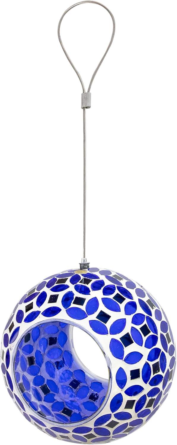 image:imageSunnydaze 6Inch Glass Mosaic Hanging Bird Feeder for Outdoors FlyThrough Glass Bird Feeder for Cardinals Jays Finches and More Set of 8Lavender Mosaic