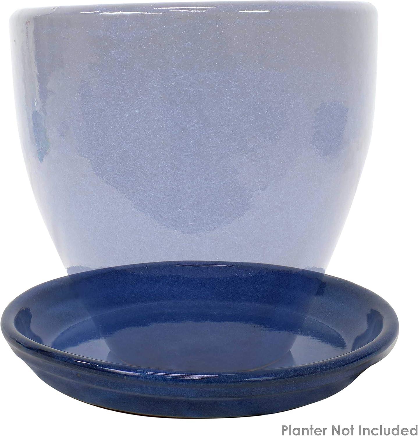 image:imageSunnydaze 9Inch Ceramic Plant Saucers Plant Drip Trays for Outdoor Planter Flowerpot Drainage Set of 4 GrayImperial Blue