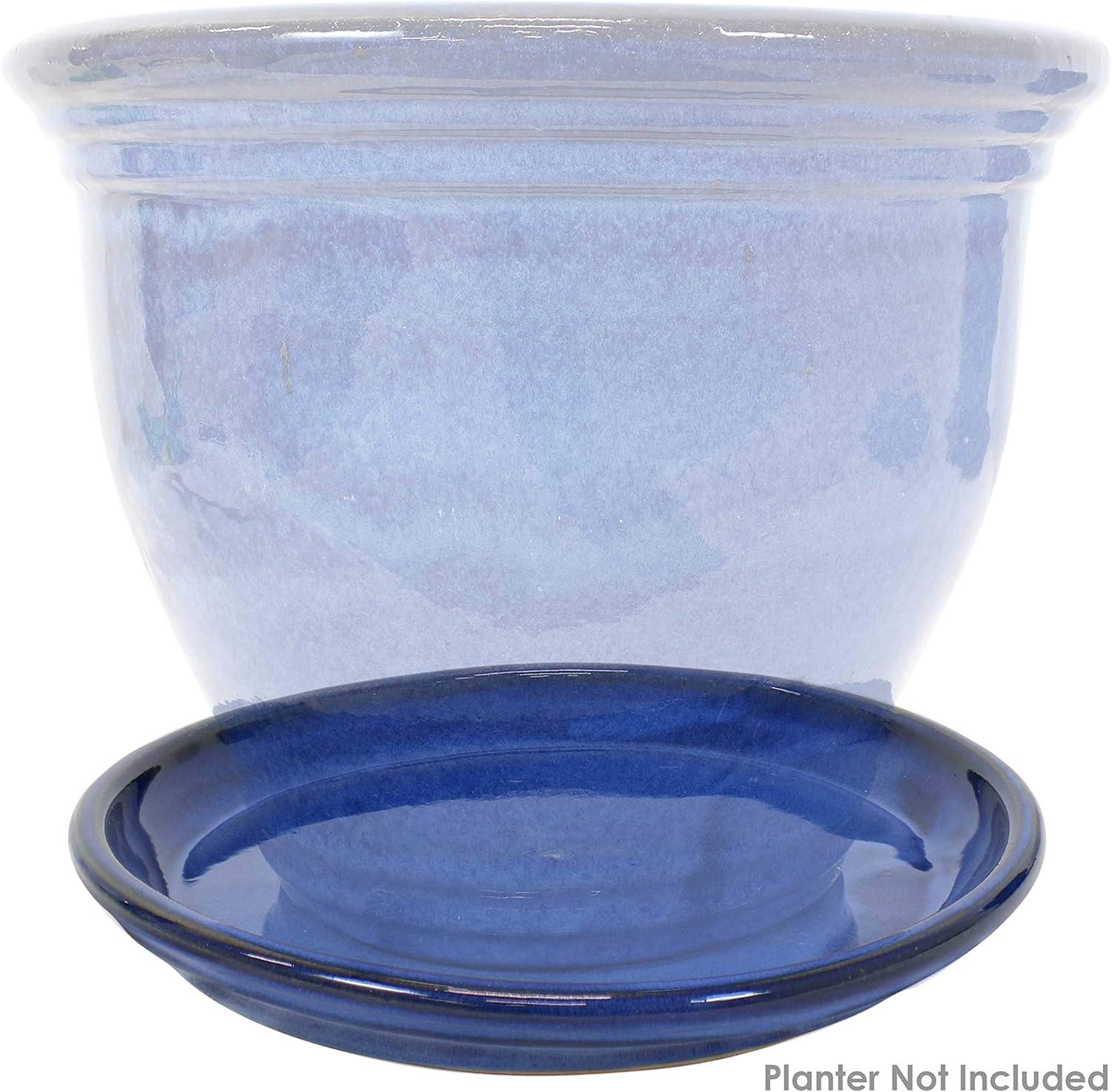 image:imageSunnydaze 9Inch Ceramic Plant Saucers Plant Drip Trays for Outdoor Planter Flowerpot Drainage Set of 4 GrayImperial Blue