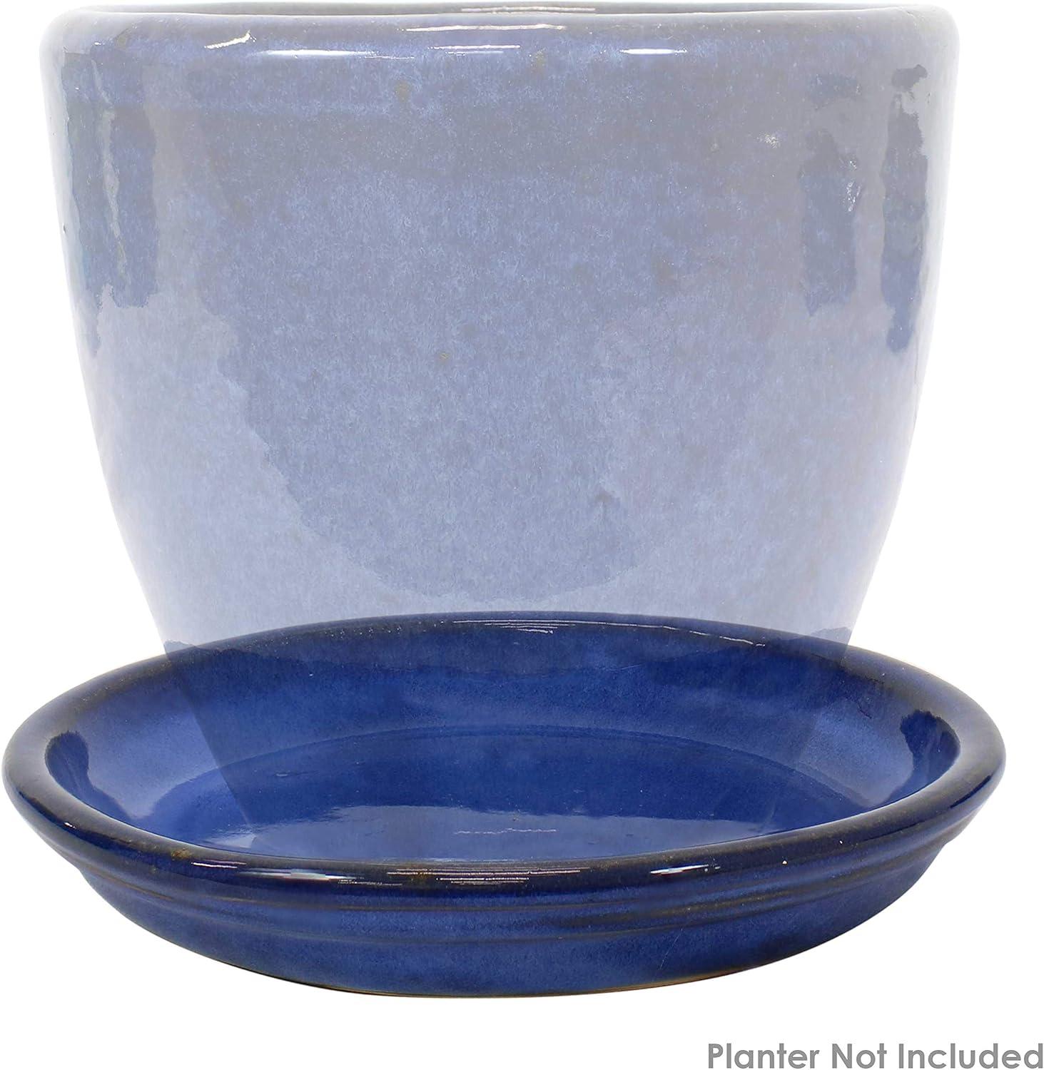 image:imageSunnydaze 9Inch Ceramic Plant Saucers Plant Drip Trays for Outdoor Planter Flowerpot Drainage Set of 4 GrayImperial Blue