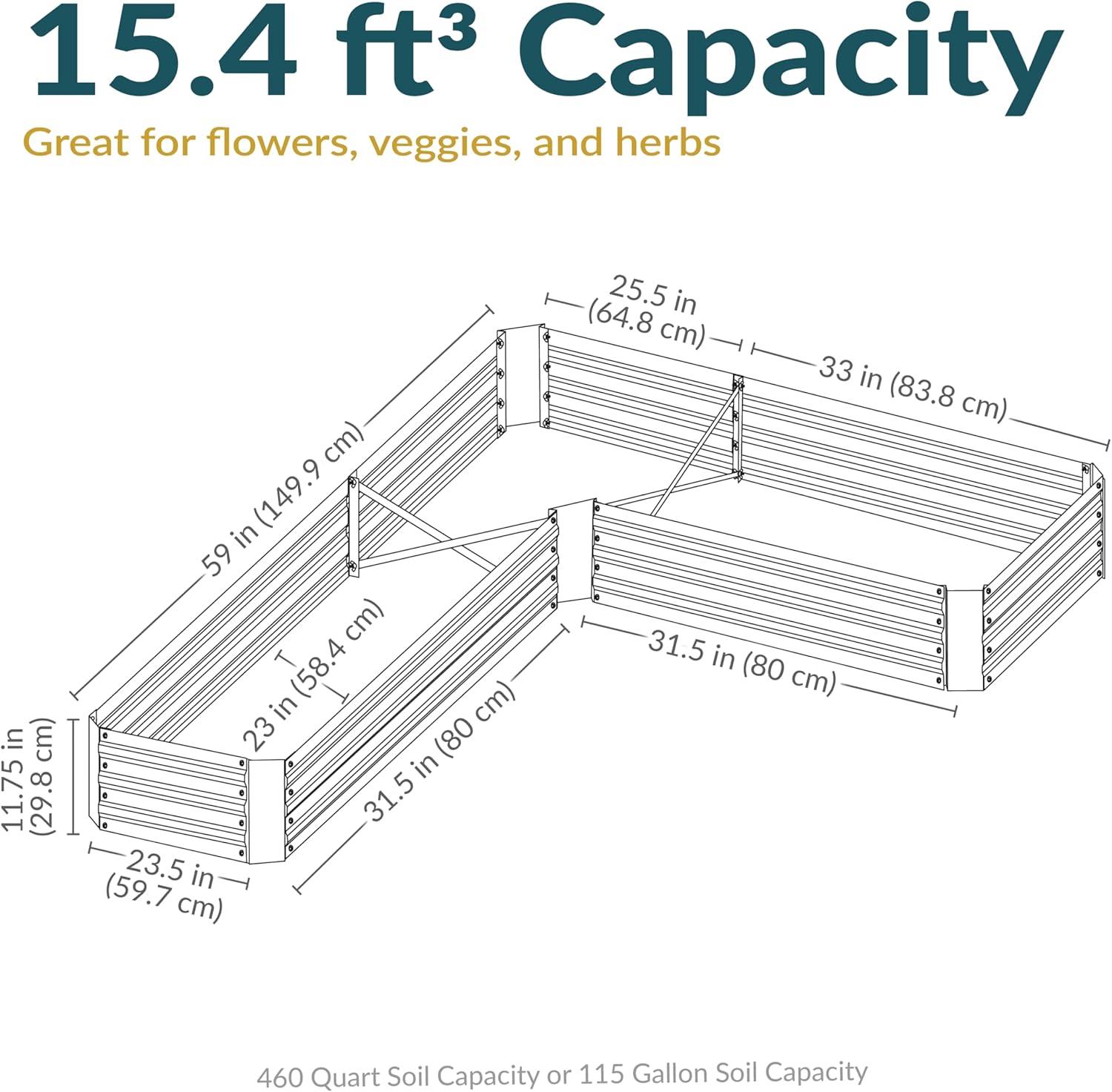 image:imageSunnydaze Galvanized Raised Garden Bed Kit 5x5x1 ft Outdoor Raised Garden Bed Metal Planter Box for Vegetables Flowers Herbs Dark Gray LShapedSilver